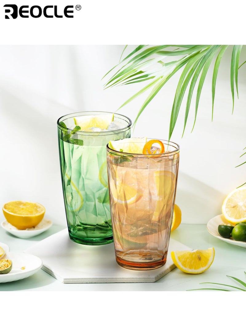 REOCLE 6PCS 490ML Unbreakable Drinking Glass Stackable Acrylic Tumbler Cups Colored BPA Free ABS Material Large Capacity Easy to Clean Suitable for Home Office Party Outdoor Use Ideal for Kids Men Women - Image 4