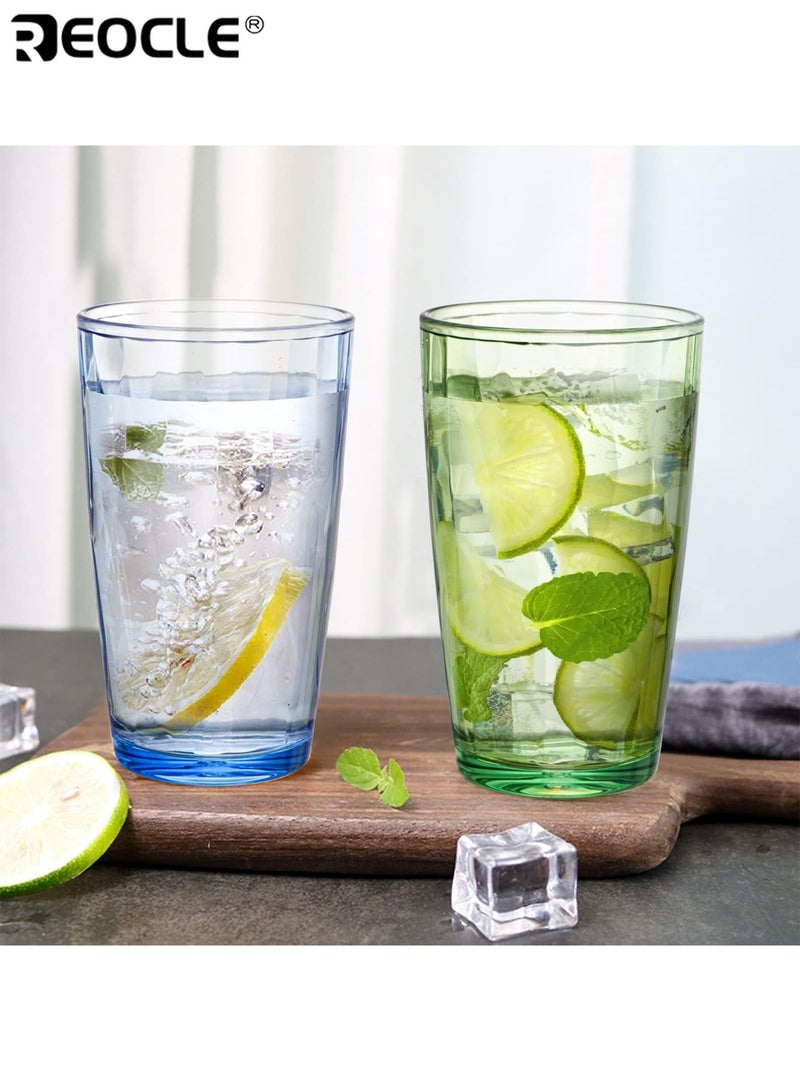 REOCLE 6PCS 490ML Unbreakable Drinking Glass Stackable Acrylic Tumbler Cups Colored BPA Free ABS Material Large Capacity Easy to Clean Suitable for Home Office Party Outdoor Use Ideal for Kids Men Women - Image 3