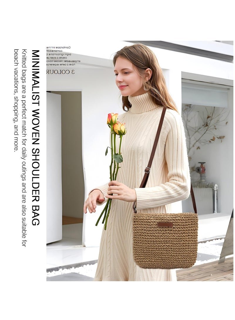 Chic Hand-Woven Straw Crossbody Bag for Women - Lightweight Summer Beach Clutch with Adjustable Strap, Perfect for Stylish Outings and Vacations. - Image 2