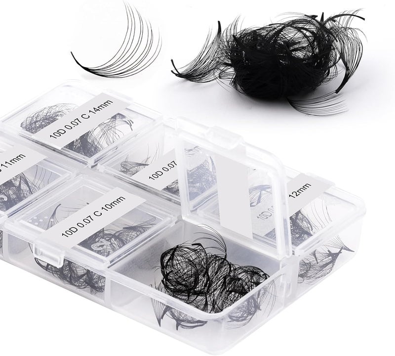 FADLASH Premade Fans Eyelash Extensions 300pcs 10D Premade Lash Fans C Curl Pre Made Fans Lash Extensions Volume Eyelash Extensions Premade Eyelash Fans Loose Fans (10D-0.07C-9-14mm) - Image 1