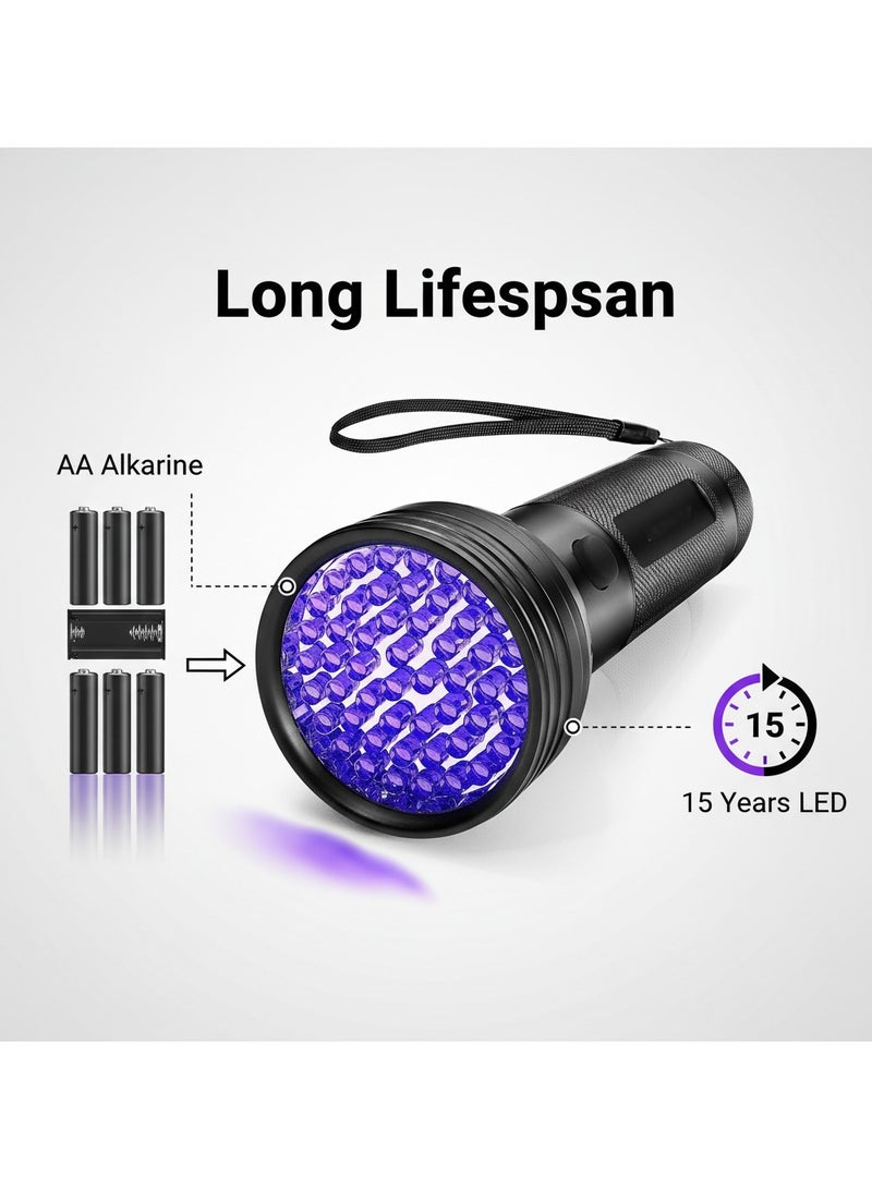 كشاف ضوء أسود بالأشعة فوق البنفسجية – مزود بـ51 لمبة LED – بطول موجي 395 نانومتر – مثالي لكشف بول الكلاب، بقع الحيوانات الأليفة، وحشرة الفراش. - Image 5