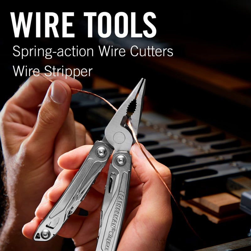 LEATHERMAN ليذرمان، أداة متعددة Wingman مع كماشة ذات حركة نابض ومقص، من الفولاذ المقاوم للصدأ - Image 5