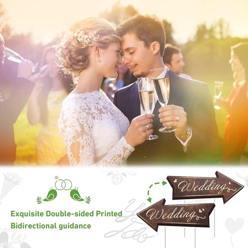Kuco Wedding Directional Road Sign Arrow Yard Sign With Exquisite Double-sided Printing, Waterproof Large Sign With Stakes, Wedding Supplies - 5PCS - Image 3
