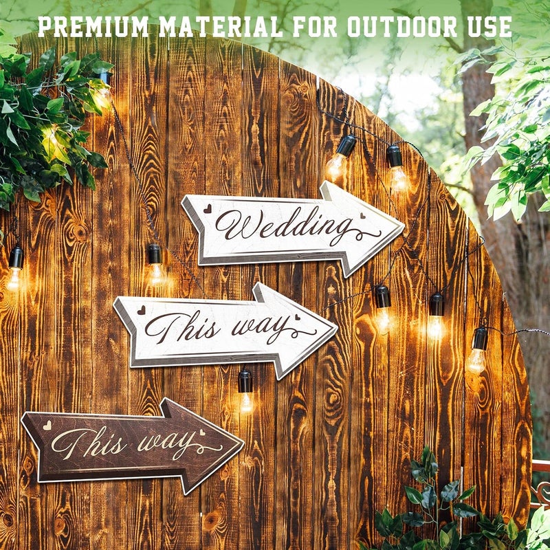 Kuco Wedding Directional Road Sign Arrow Yard Sign With Exquisite Double-sided Printing, Waterproof Large Sign With Stakes, Wedding Supplies - 5PCS - Image 2