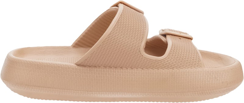 BRONAX Pillow Slippers Shower Slides for women Mens Bathroom Beach Pool EVA Thick Sole Cushion Foam Sandals Ladies Female Male Open Toe Double Buckle Brown - Image 5