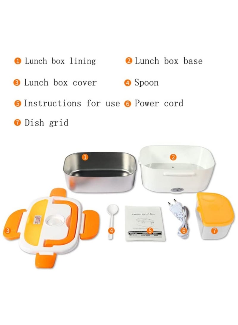 ELTRAZONE Electric Lunch Box Food Heater,12V&110V&220V 2-in-1 Portable Food Warmer Lunch Box for Car and Home, 304 Stainless Steel Containers Spoon 1.5L,12V+110V - Image 4