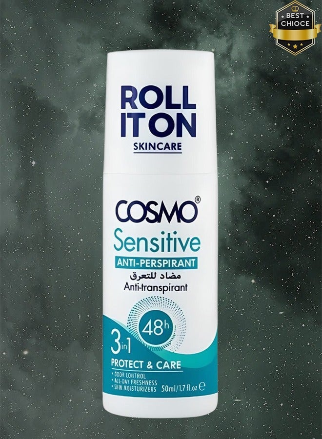 COSMO 11 Pieces Roll It On Sensitive Anti Perspirant Anti Transpirant 48h 3 In 1 50ml  - Image 2