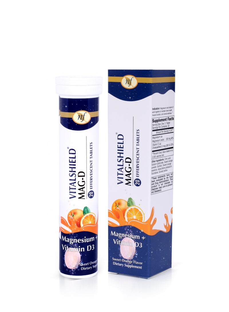 Natural Fervor Vitashield Mag‑D Effervescent Tablets 20s (26074) – Magnesium + Vitamin D3”