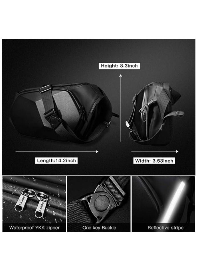 BANGE - Sling Bag for Men,Waterproof Safe Protect Shell Crossbody Bag Backpack, Biking Hiking Travel Shoulder Bag - Image 1