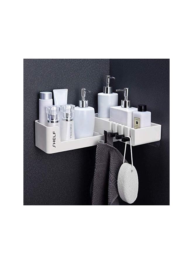 Raxoom Mounted Bathroom Corner Shelf Shower Caddy, No Drilling Organizer Storage for Bathroom, Self Adhesive Bathroom Organizer Storage, Bathroom Shelf Organizer (White+Black) - Image 2