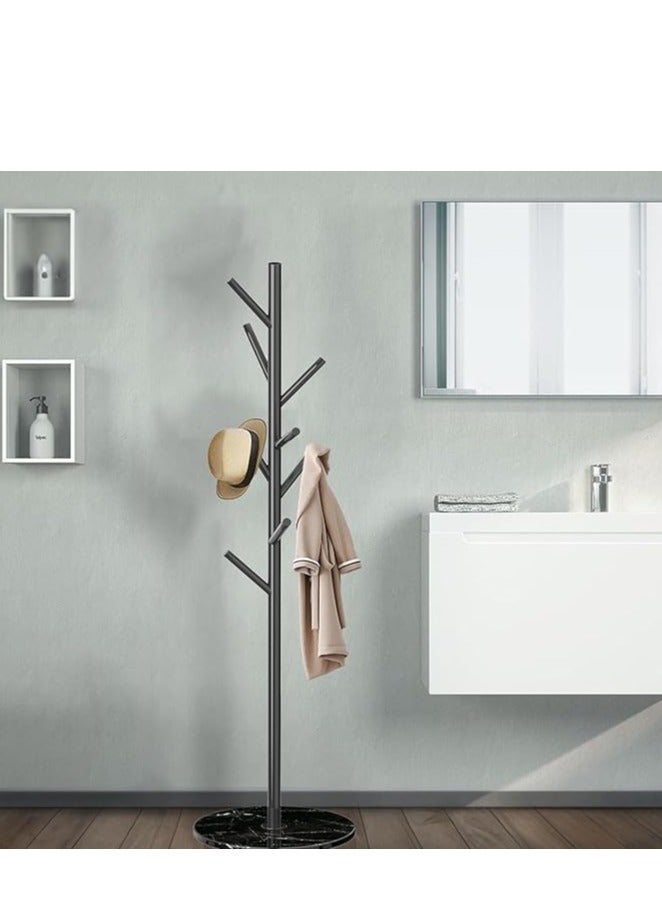 Loquat Freestanding Coat Rack Stand Clothes Rack Modern Hat Hanger Organizer Rack with 6 Hooks Hats for Entryway Hallway Bedroom Office，Easy Assembly(Black) - Image 2