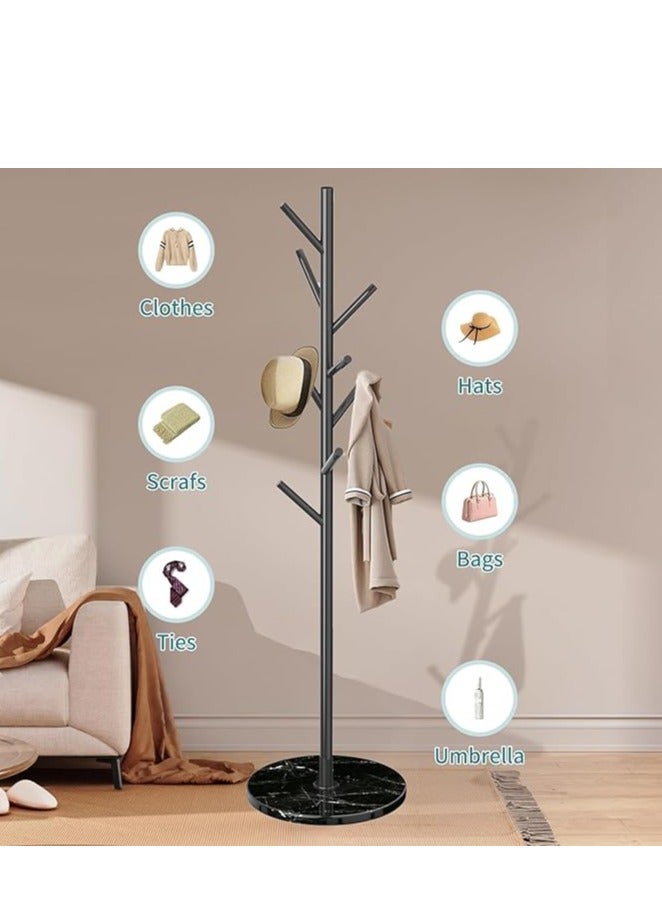 Loquat Freestanding Coat Rack Stand Clothes Rack Modern Hat Hanger Organizer Rack with 6 Hooks Hats for Entryway Hallway Bedroom Office，Easy Assembly(Black) - Image 4