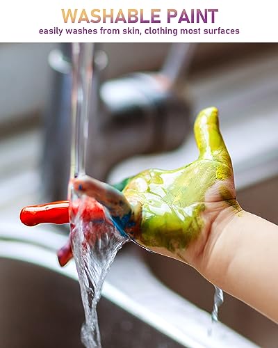 Nicpro 14 Colors Large Washable Paint Set for Kid (16.9 oz, 500 ml), Acrylic Bulk Paint Supplies Non Toxic Children Tempera Paint for Art, Craft DIY, Poster & Finger Paint, School, Party, Classroom - Image 3
