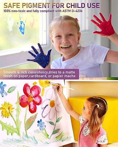 Nicpro 14 Colors Large Washable Paint Set for Kid (16.9 oz, 500 ml), Acrylic Bulk Paint Supplies Non Toxic Children Tempera Paint for Art, Craft DIY, Poster & Finger Paint, School, Party, Classroom - Image 2