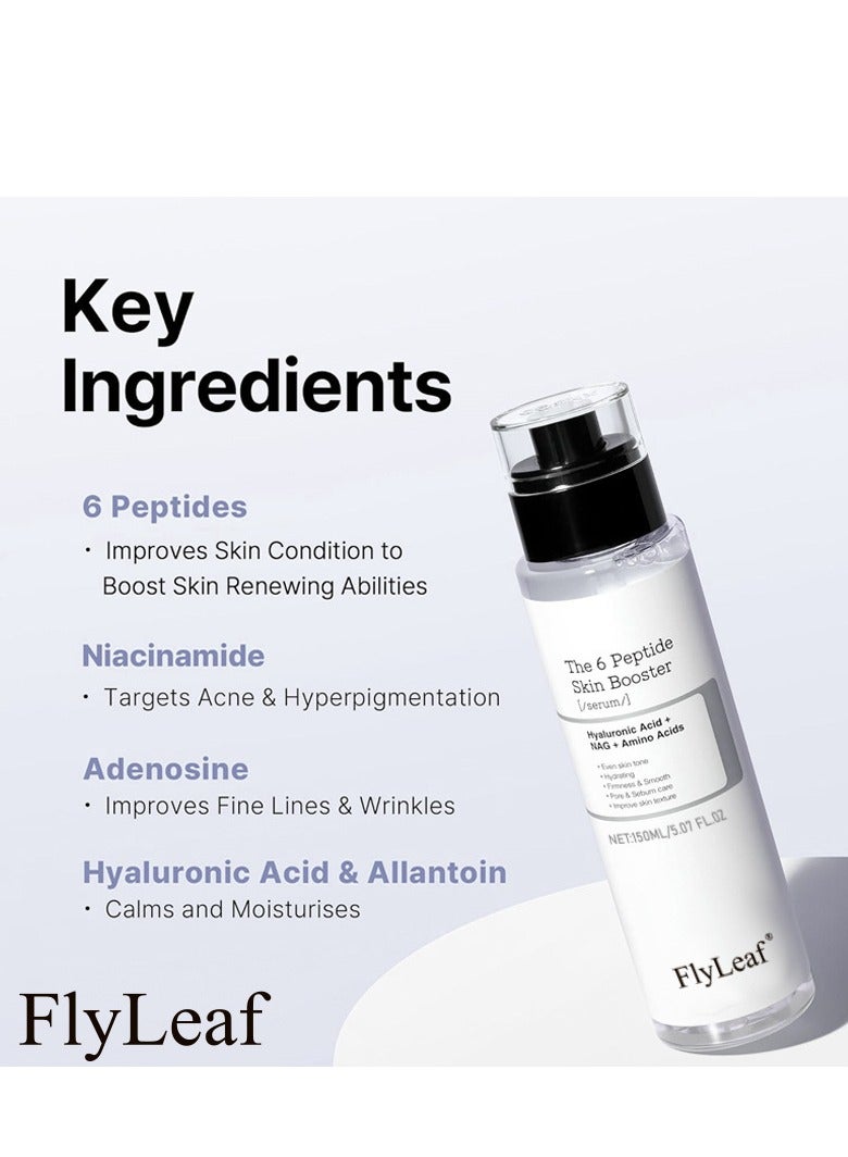 Fly Leaf 6X Peptide Collagen Booster Toner Serum, Niacinamide u0026 Hyaluronic Acid Skin Renewal Boosting Facial Essence for All Skin Types, Korean Skin Care, Paraben Free, 150mL/5.07 Fl.Oz - Image 3
