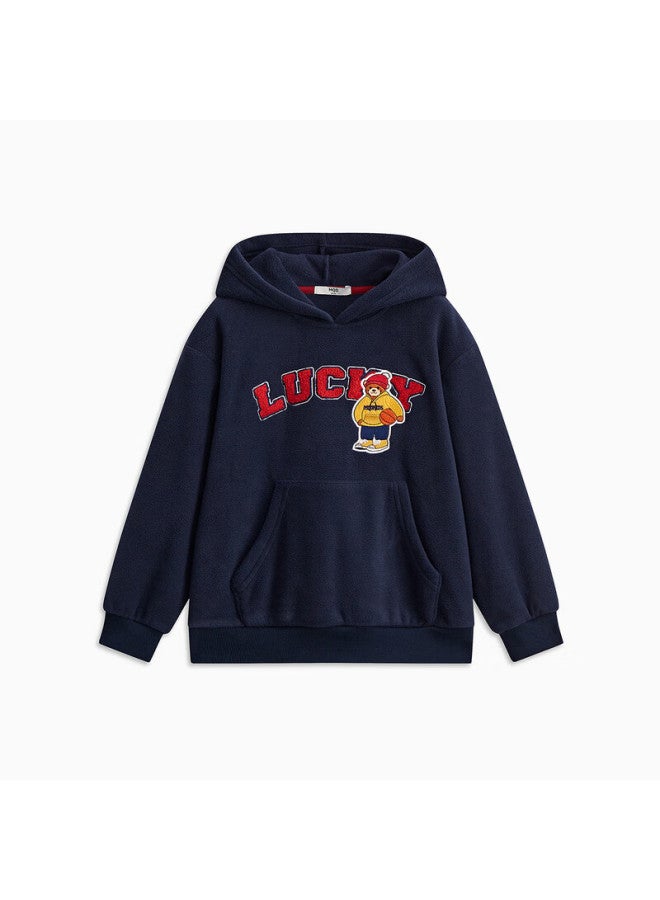 Mqd Boys' Autumn Cool Casual Sports Letter Hoodie, Navy Blue, 110cm - Image 4