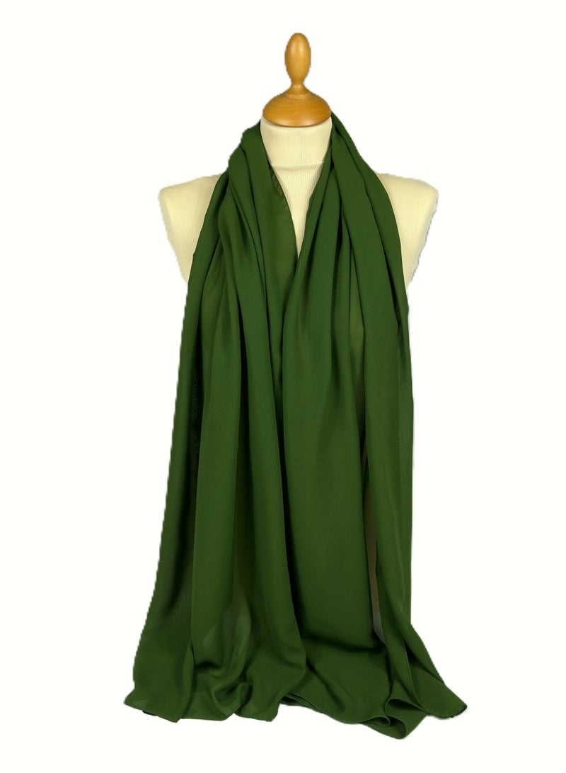 Perfectory PERFECTORY Women Lightweight Solid Chiffon Hijab Shawl Soft Premium Abaya Shawl Wrap Scarves, Long Bridal Hijab Scarf- Olive Green  - Image 2