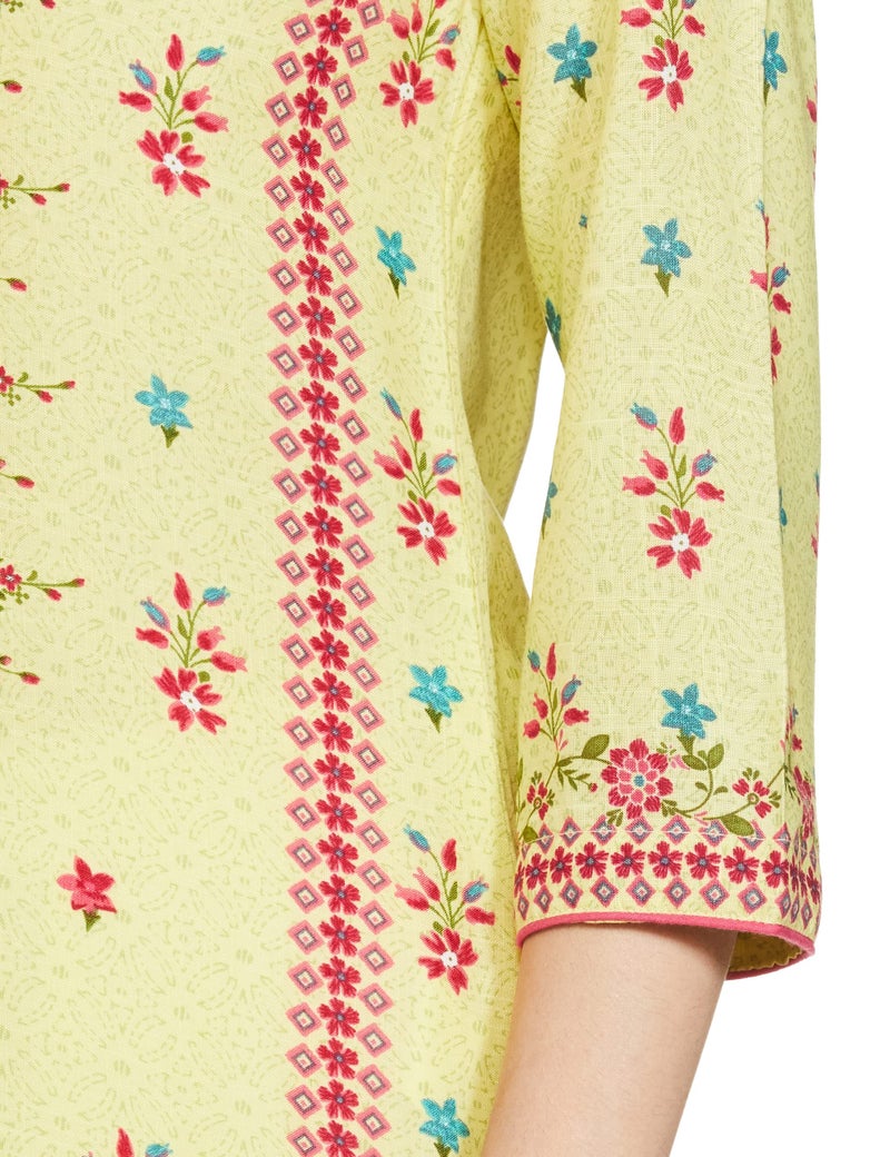 BIBA Women Cotton Printed Regular Mix and Match Kurta(Sunset B18185_Lime_32), Green - Image 4
