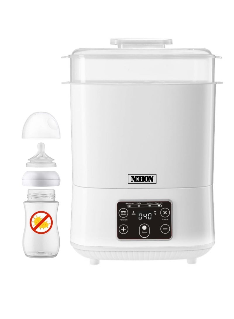 Nihon 5-in-1 Baby Bottle Sterilizer & Dryer | Electric Steam Sterilizer with LED Display | 1200ml Borosilicate Glass Jar & Accurate Temperature Control for Newborn Care - Image 1
