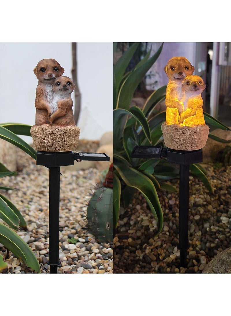 Loquat 2 Pieces Meerkat Shaped Solar LED Lights Effect Garden Light Auto On OR Off Dust To Dawn Outdoor Waterproof Landscape Decoration Solar Powered Security Torch Light - Image 1