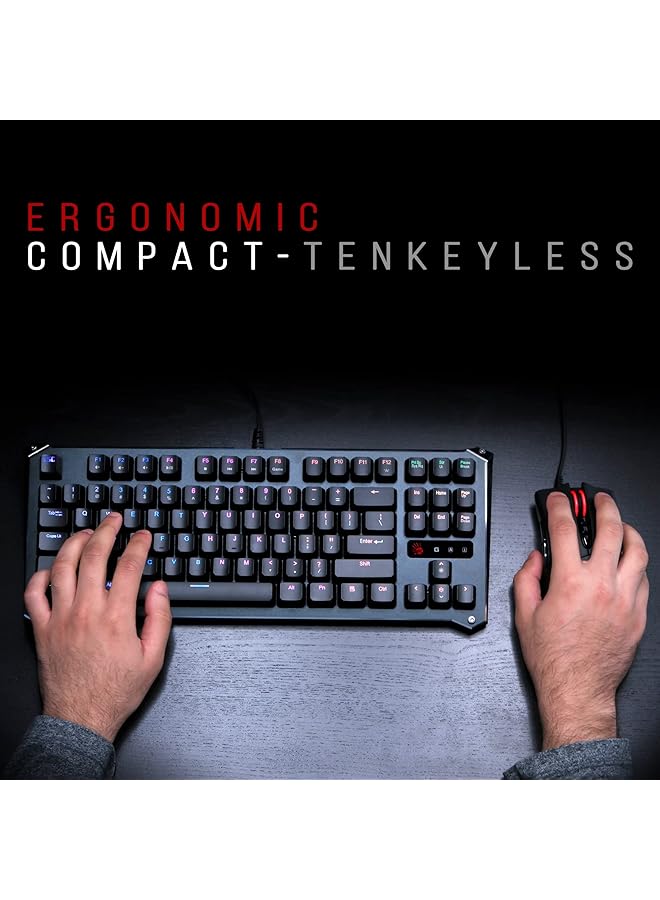 Bloody B930 Ergonomic Tenkey Less Light Strike Optical Gaming Keyboard Rgb Pc / Mac Black - Image 3