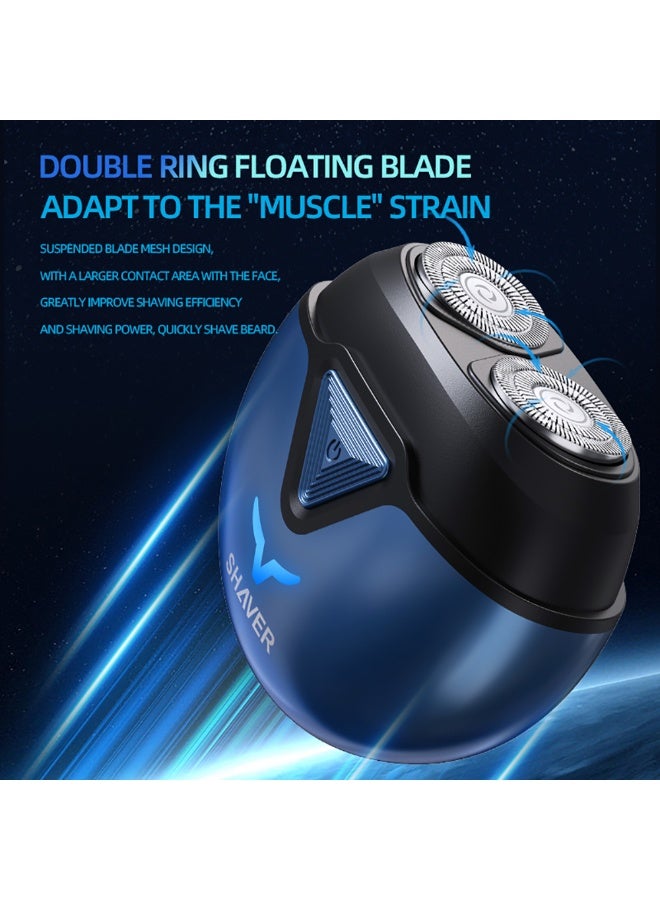 Generic Electric Shaver/Razor for Men, Mini Portable Dual Head Rotary Shaver Wet & Dry Use Type-C Charging with Magnetic Dustproof Cap for Home, Office, Car, Travel, T1 (Blue)  - Image 4
