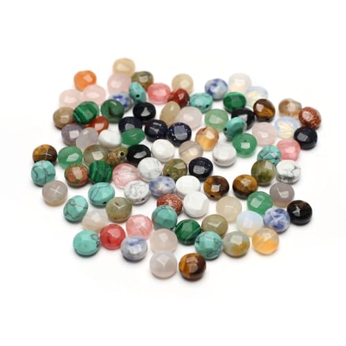 LE SKY 40 Pcs Healing Loose Beads Faceted Oblate Shape Natural Necklace Stone Pendants Crystal Charms for Jewelry Making DIY Craft - Image 1