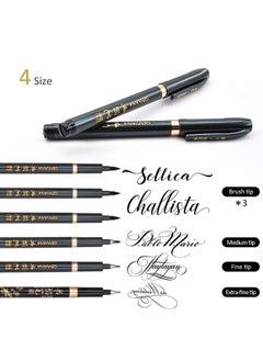 Generic Calligraphy Pens Hand Lettering Pens Refillable Calligraphy Pens Brush Marker Pens Set Black 4 Size for Writing Painting Drawing Sketching Scrapbooking Pack of 6  - Image 4