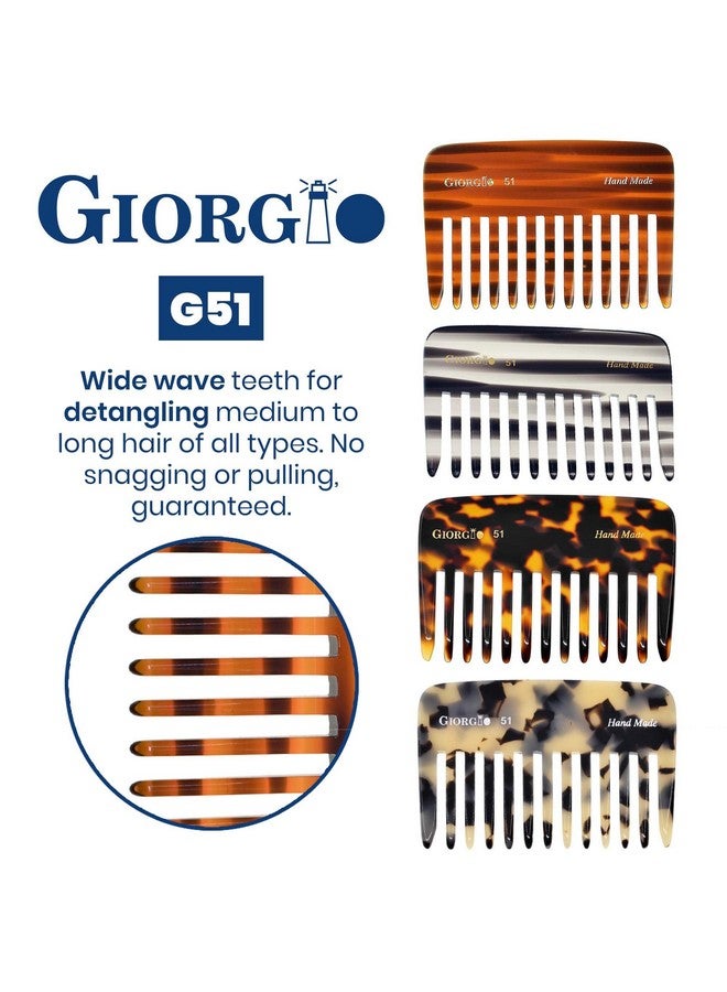 جورجيو مشط فك تشابك الشعر من جورجيو G51، صغير الحجم، مناسب للسفر، مناسب للشعر الكثيف والمجعد والمتموج. مشط فك تشابك الشعر للعناية اليومية بالشعر الجاف والمبلل. مصنوع يدويًا من السليلوز، مقطوع بالمنشار ومصقول يدويًا. - Image 4