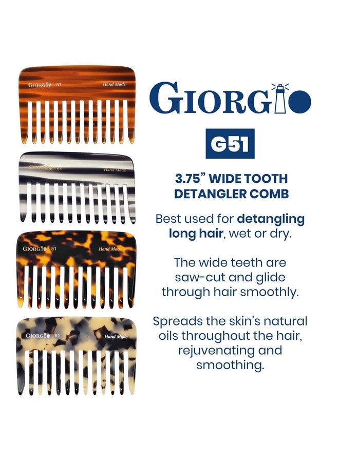جورجيو مشط فك تشابك الشعر من جورجيو G51، صغير الحجم، مناسب للسفر، مناسب للشعر الكثيف والمجعد والمتموج. مشط فك تشابك الشعر للعناية اليومية بالشعر الجاف والمبلل. مصنوع يدويًا من السليلوز، مقطوع بالمنشار ومصقول يدويًا. - Image 2