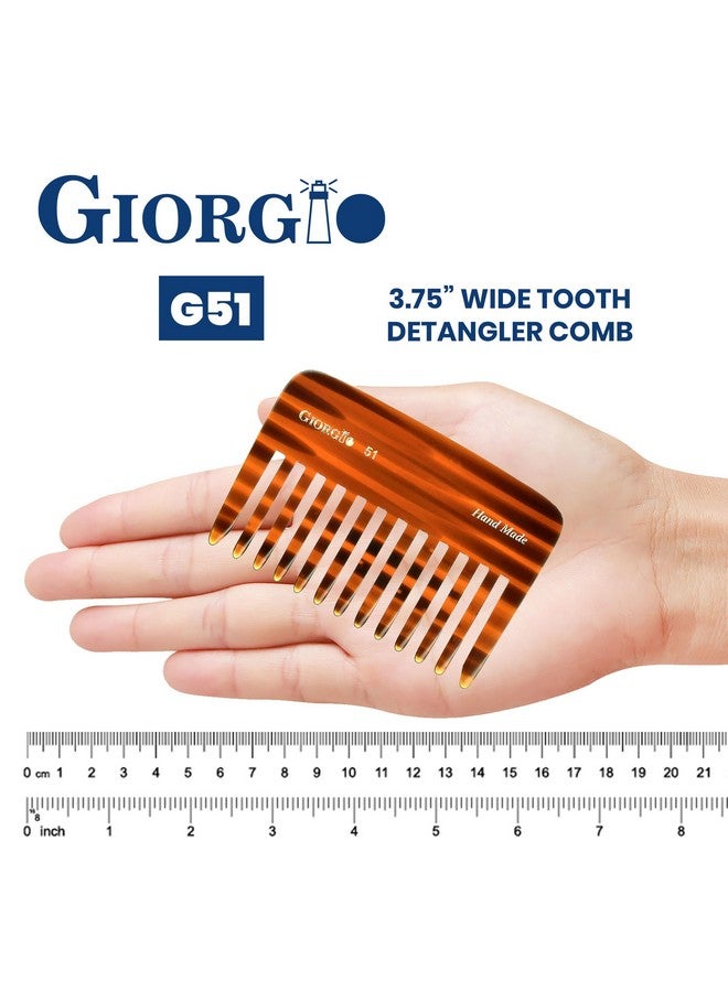 جورجيو مشط فك تشابك الشعر من جورجيو G51، صغير الحجم، مناسب للسفر، مناسب للشعر الكثيف والمجعد والمتموج. مشط فك تشابك الشعر للعناية اليومية بالشعر الجاف والمبلل. مصنوع يدويًا من السليلوز، مقطوع بالمنشار ومصقول يدويًا. - Image 3
