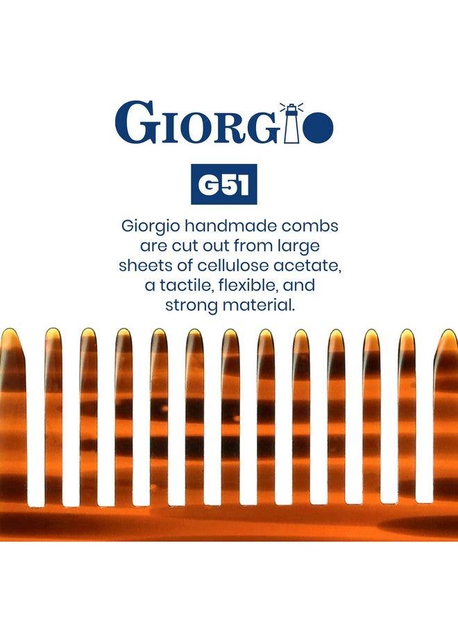 جورجيو مشط فك تشابك الشعر من جورجيو G51، صغير الحجم، مناسب للسفر، مناسب للشعر الكثيف والمجعد والمتموج. مشط فك تشابك الشعر للعناية اليومية بالشعر الجاف والمبلل. مصنوع يدويًا من السليلوز، مقطوع بالمنشار ومصقول يدويًا. - Image 5