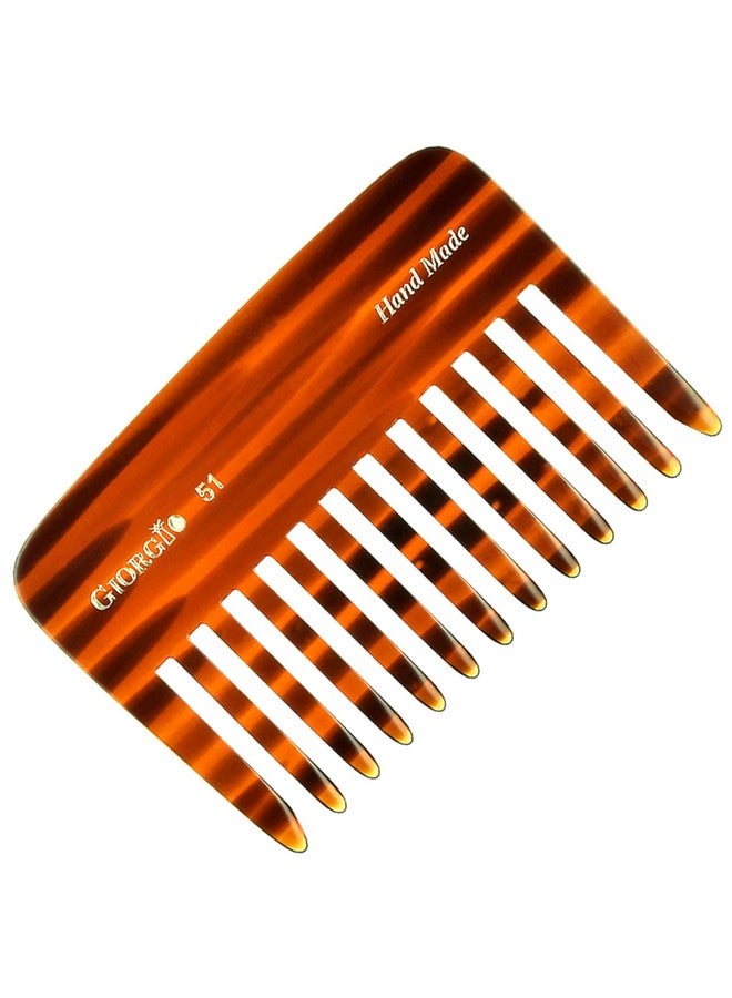 جورجيو مشط فك تشابك الشعر من جورجيو G51، صغير الحجم، مناسب للسفر، مناسب للشعر الكثيف والمجعد والمتموج. مشط فك تشابك الشعر للعناية اليومية بالشعر الجاف والمبلل. مصنوع يدويًا من السليلوز، مقطوع بالمنشار ومصقول يدويًا. - Image 1