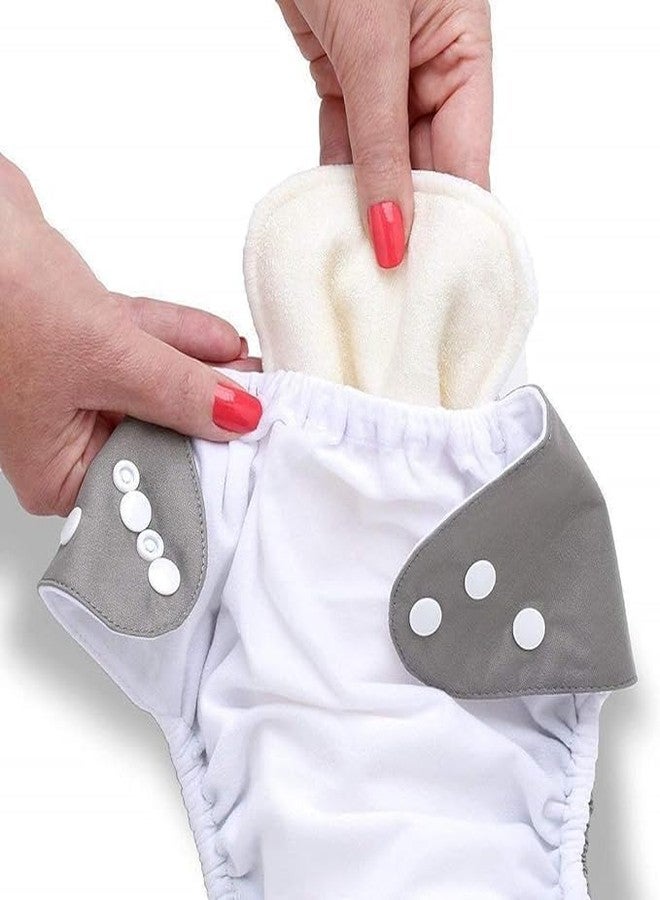 AEREX Reusable Baby Cotton Cloth Diapers For 0 to 3 Years With White Insert Pads Leak Proof Washable Diapers For New Born Babies Adjustable Pocket Cloth Diaper Nappies (Pack of 2) - Image 3