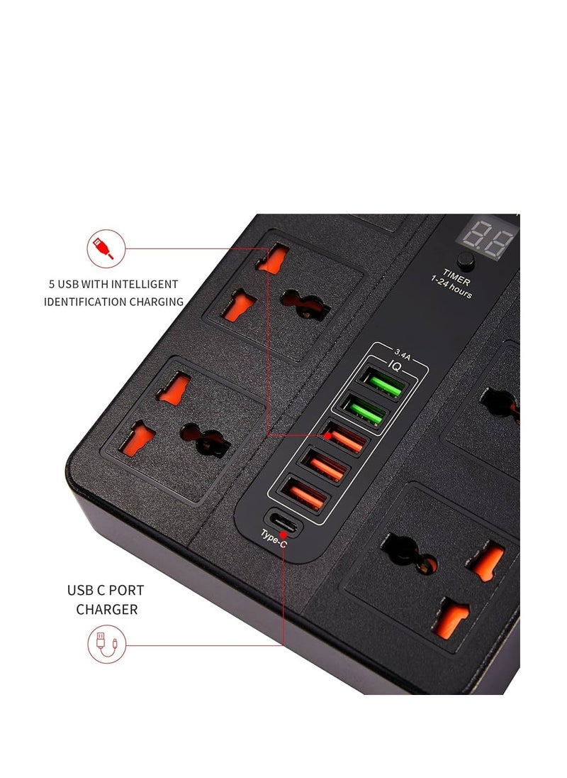 Generic - T-REN 3000W Smart Power Strip with 3 Outlets, 4 USB Ports, 1 PD1 Port, 3 Meter Cord for Flexible Use - Image 1