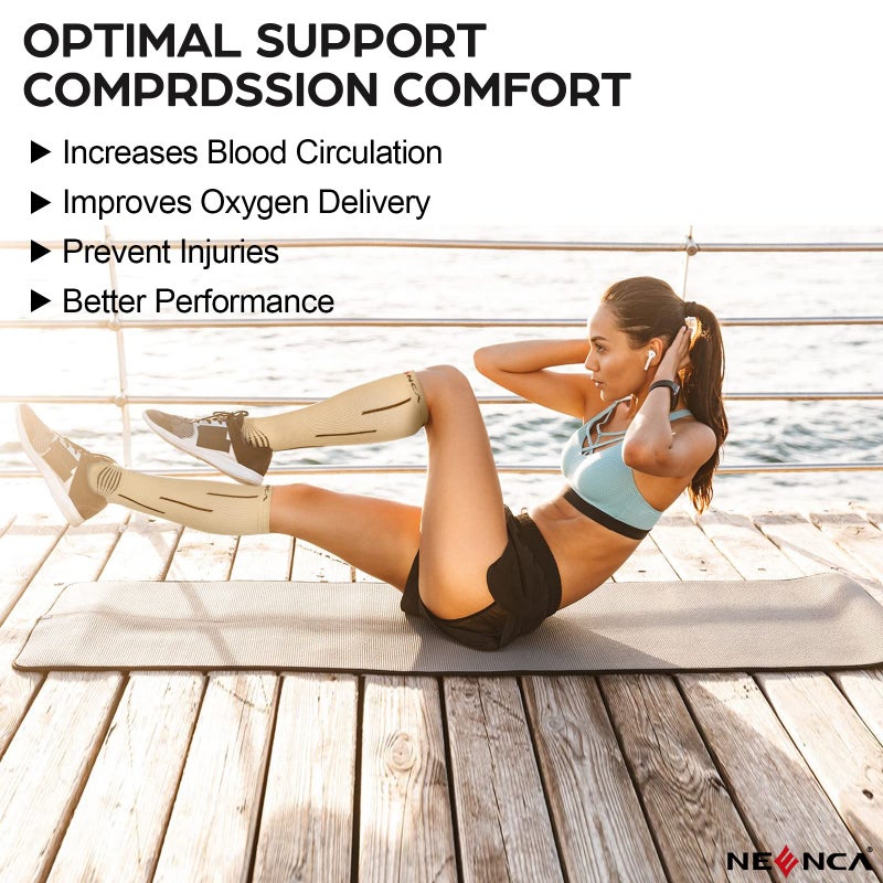 نينكا جوارب Neenca Compression Socks Medical Athletic العجل لاستعادة الإصابات وتخفيف الألم حماية رياضية -1 زوج 20-30 مم زئبق - Image 5