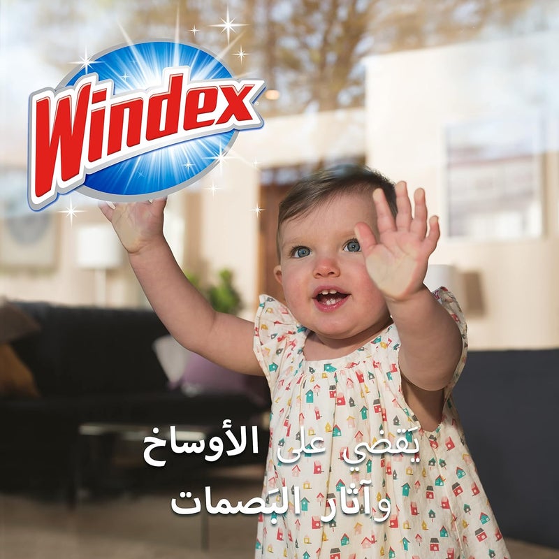 ويندكس زجاجة رذاذ ويندكس الأزرق الأصلي لتنظيف الزجاج 2 × 750 مل - حزمة مزدوجة من منظف النوافذ القوي - يزيل بصمات الأصابع والبقع، ويضيء المنزل - تركيبة سريعة المفعول للحصول على نتائج لامعة - Image 2