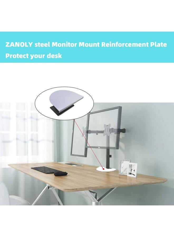ZANOLY Steel Monitor Mount Reinforcement Plate，Monitor Arm Reinforcement Plate for Fragile Tabletop, Monitor Mount Reinforcement Plate Fits Most Monitor Stand C Clamp Installation (White) - Image 4