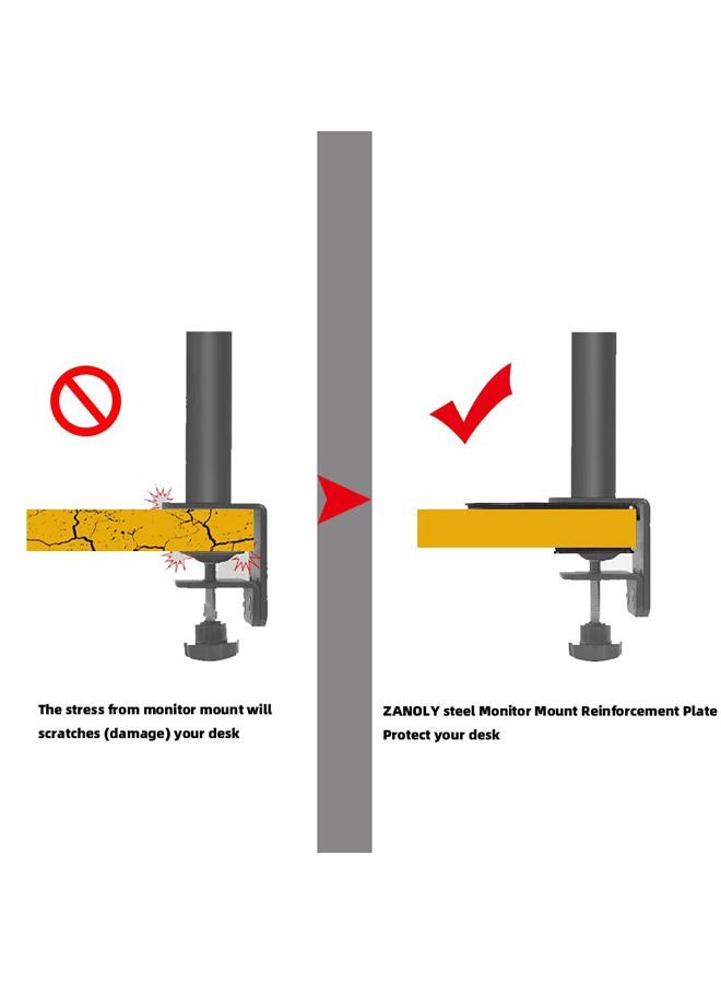 ZANOLY Steel Monitor Mount Reinforcement Plate，Monitor Arm Reinforcement Plate for Fragile Tabletop, Monitor Mount Reinforcement Plate Fits Most Monitor Stand C Clamp Installation (White) - Image 2