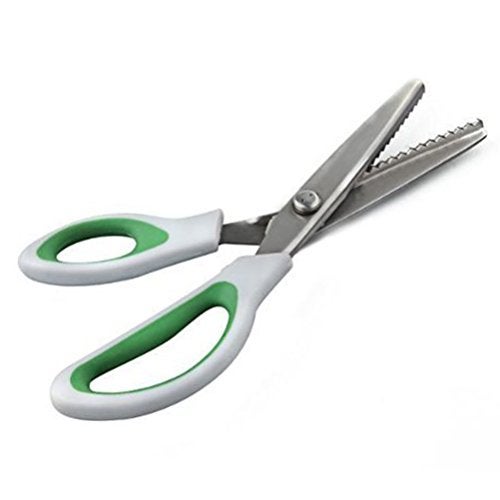 BlueSnail Stainless Steel Pinking Shears Comfort Grip Handled Professional Fabric Crafts Dressmaking Zig Zag Cut Scissors Sewing Scissors(9.5", Serrated, Green) - Image 1
