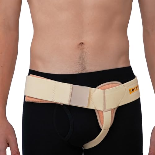 URIEL Left Side Hernia Belts for Men - Inguinal Hernia Belt for Men, Pre and Post Surgery Truss, Size Medium, Cream (35.3-39.5 Inches) - Image 1