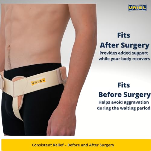 URIEL Left Side Hernia Belts for Men - Inguinal Hernia Belt for Men, Pre and Post Surgery Truss, Size Medium, Cream (35.3-39.5 Inches) - Image 5