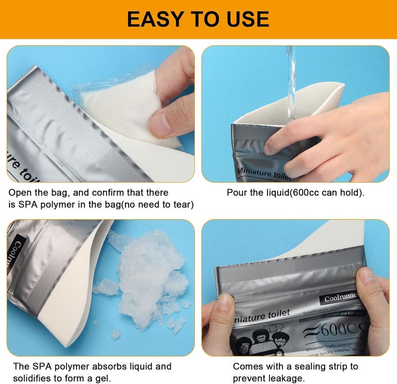 Coolrunner Disposable Urine Bags, 8/12/20/50 Pack Camping Pee Bags for Men Women, Disposable Urinals Vomit Bags for Travel Urinal Toilet Traffic Jam Emergency Portable Toilet for Kids, Patient - Image 3