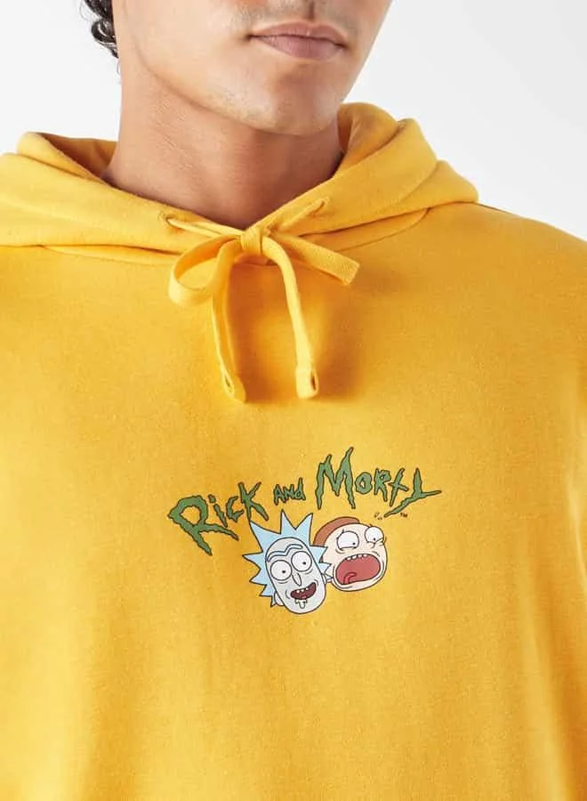 SP Characters Rick and Morty Print Hoodie with Kangaroo Pocket