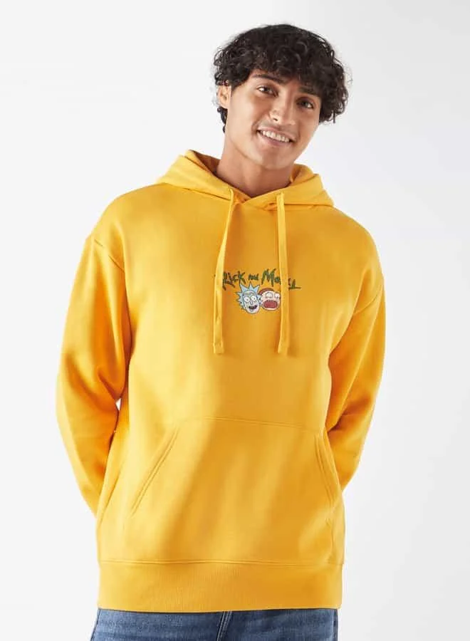 SP Characters Rick and Morty Print Hoodie with Kangaroo Pocket