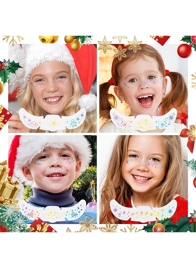 ٨ قطع من رقع مكياج الوجه، وشم الوجه بالبريق للنمش للمراهقات والشابات، رقع مكياج النمش اللامع، نمش الوجه المقاوم للماء لعيد الميلاد، وشوم الوجه المؤقتة مع رقع التوهج اللامع (٨ قطع هولوغرافي متعدد الألوان) - Image 5