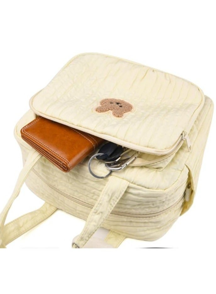 RATSAW Diaper Bag Tote for Baby Girl Mommy Bag Quilted Cotton Baby Diaper Bag Travel Diaper Multifunction Maternity Bag Travel Storage Bag Diaper Tote Bag without Doll - Image 5