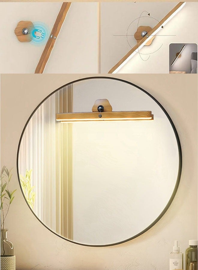 Rotating Night Light，USB Rechargeable,Magnetic LED Wooden Wall Light,Dimmable Touch Control Wall Lampor Kitchen, Hallway, Wardrobe, Cupboard  - Image 1