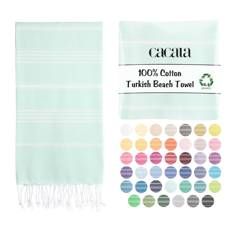 Cacala Lightweight and Thin Turkish Beach Towel 100% Cotton Sand-Free and Quick-Drying Goodness Perfect as an Extra Large Travel Towel, Beach Accessory, or Gift for Beach Lovers, 37 x 70 - Image 1