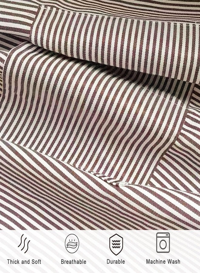 DILLMAN Kitchen Cooking Adjustable Aprons - Men Women Bib Soft Chef Stripes Apron with 2 Pockets, Narrow Brown Strips, 68*75cm/26.8/29.5inch - Image 5
